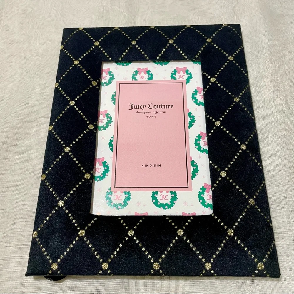 Juicy Couture Elegant Black Velour Frame with Gold Accents, New